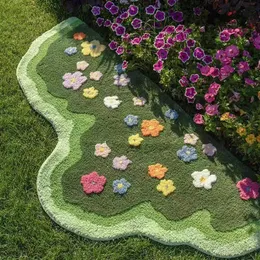 Teppiche Tufting-Pflanzen-Blumen-Teppich, grünes Moos, Wohnzimmer-Schlafzimmer-Teppich, weicher Flurbereich, Bodenpolstermatte, Fußmatte, ästhetisches Heim-Kunst-Dekor 231206