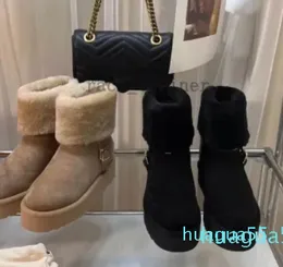 Botas femininas plataforma aspen tornozelo botas femininas camurça sapatos de couro de bezerro botas de sola grossa designer botas de neve femininas menina