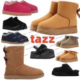 Горячие сапоги Tasman Ug Chesut Дизайнерские меховые ботинки Tazz из овчины для женщин Австралия Большая скидка Ультра мини-платформа Ity Slide Snow Boots