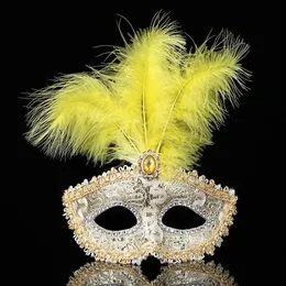 Maschere per feste Maschera per donne Mascherata di lusso Piume di pavone Mezza faccia Costume cosplay veneziano per bambini 231207