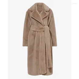 Women's Fur 2023 Plus Size 5XL Women Winter Warm Thick Coat WIth Belt Velvet Long Fax Hooded Casaco Feminino