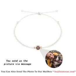 Charmarmband Personlig cirkel PO -armband Anpassad projektion PO -armband med par Memorial Jewelry Valentine's Day Gift for Women 231206