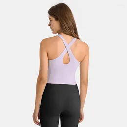 Abito da yoga 2023 moda croce scavata bella schiena gilet sportivo tirare collo alto girocollo abbigliamento fitness top senza maniche da donna