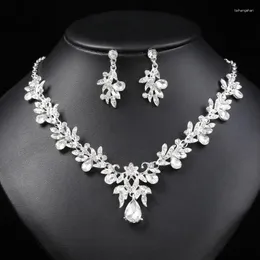 Pendant Necklaces Luxury Brilliant Cubic Zirconia Necklace Set Earrings Rings Women CZ Light Drop Bridal Wedding Jewelry Sets 2023