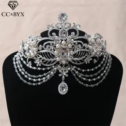 헤드웨어 헤어 액세서리 CC 크라운 Tiaras 헤어 밴드 Frontlet S Pageant Wedding Hair Accessory for Bridal Water Drop Party Jewelry HG382 231207