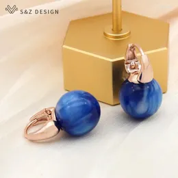 Kolczyki Dangle SZ Design Modna okrągła akrylowe koraliki dla kobiet biżuteria ślubna 585 Rose Gold Kolor Zarop