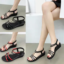 サンダルスロープヒールボトムローマの靴ファッション女性の夏の女性ローウェッジサイズ13