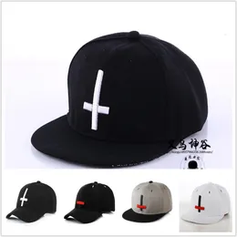 BeanieSkull Caps High Quality Cross Embroidery Hip Hop Hat Men Mens Adjustable Hats for Youth Flat Street Dance Cap Black 230214