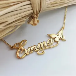 Pendant Necklaces Personalized Butterfly Name Necklaces For Women Girl Favorite Jewelry Custom Ribbon Nameplate Choker Necklace Friends Gifts 231206