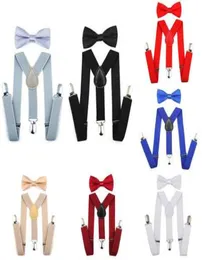 Ayarlanabilir Elastik Kids Sırıştırıcılar Bowtie Bow Tie Set Eşleşen Bağlar Kıyafetler Kız Boy için Askı 7 Renk Bbyes1002118