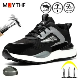 Sapatos de segurança MJYTHF Homens Botas de segurança de trabalho com tampa de cabeça de aço Tênis de trabalho Sapatos indestrutíveis Sapatos de segurança anti-furos Plus Size 49 231207