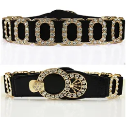 Ceinture en cuir élastique pour femme, styliste de luxe, avec diamants, zircon, cristal, fleur rose, pour robe de manteau, 75cm1186070