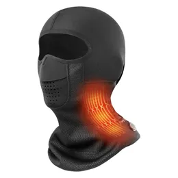 Cappellini da ciclismo Maschere Inverno caldo Passamontagna riscaldato a batteria Maschera da sci Copricapo In pile termico antivento Maschera Bandane per motociclismo 231204