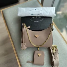Classic Re-edition 2005 Designer Bag Luxury Saffiano Leather Handbag Fashion Hobo Shoulder Bag Golden Chain Cross Body Purse 3 Pieces Set Shopping Clutch Wallet 21 cm