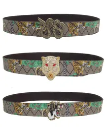 Impressão ocidental couro tigre strass dragões cobra liga fivela jeans masculino calças causais belt9489991