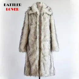 Herrläder faux läder herrar konstgjorda räv päls kappa norra vinter faux päls outwear windbreaker päls kappa män punk parka jackor homme varma överrockar 231206