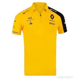 Tシャツ2023夏の新しいF1ルノーレーシングスーツメンズクイック乾燥半袖シャツポロカラー汗をかいたオートバイ2py0