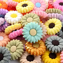 Teathers Toys 10pcs 20mm Baby Silicone Teether Beads Mini Flower Daisy Beyagh DIY Pacifier سلسلة سوار قلادة 231206