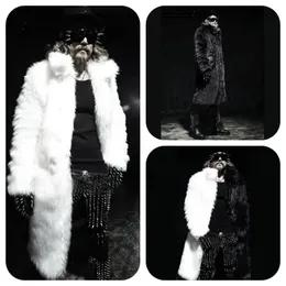 Skórzana sztuczna modna trend modowy spersonalizowany imitacja futra długa płaszcz 231207