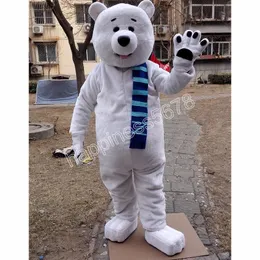 Costumi della mascotte dell'orso bianco di taglia per adulti Personaggio dei cartoni animati Vestito di carnevale Taglia per adulti Halloween Festa di Natale Abiti di carnevale per uomo Donna