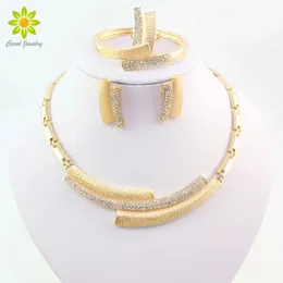 Bröllopsmycken sätter Fashion Bridal Crystal African Beads Dubai Gold Color Statement Jewely Costume 231207