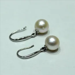 Orecchini pendenti YINANYIMEI Gioielleria raffinata Perla d'acqua dolce rotonda bianca Gancio per l'orecchio in argento con sfera 7,5-8 mm