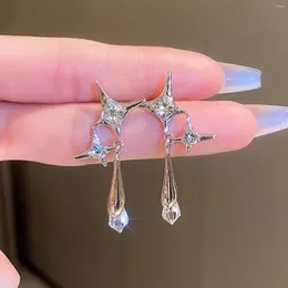 Dangle Küpeler Kristal Yıldızlar Waendrop Küpe Düzensiz dörtgen yıldız uzun püskül damlalar Sparkle Rhinestone Drop