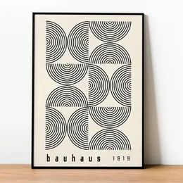 Pinturas Bauhaus Abstract Line Art Canvas Pintura Contemporânea Impressão Vintage Exposição Poster Preto Bege Wall Pictures Home Decor 231207