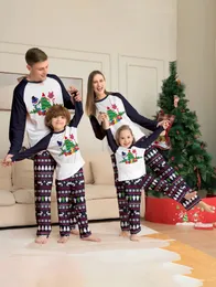 Familjsmatchande kläder jultryckt förälder pojke tjej mamma vuxna dotter kläder xmas höst koreansk hem pajamas set 231207
