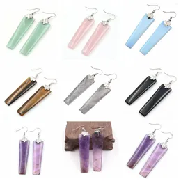 Dangle Oorbellen Natuurlijke Edelsteen Voor Vrouwen Meisje Geometrische Rechthoek Drop Earring Healing Chakra Sieraden