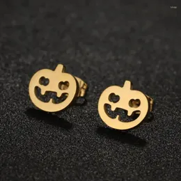 Stud Earrings Hip Hop Gothic Pumpkin Studs For Women Men Stainless Steel Birthday Halloween Festival Gifts