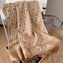 Luxury FF Rectangular beige wool knitted scarf Classic printing Fringe edge Three colors are available Alphabet textile Warm designer scarf