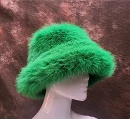 Szerokie brzegowe czapki wiadra zima damski kapelusz y2k vintage kolorowy imitacja futra rybaka mody streetwear ciepłe czapki dla kobiet 231206