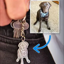 Key Rings Personalized Car Keychain Custom Dog Cat Picture Pendant Cute Animal Gifts Engraved Images Keyring Jewelry 231206