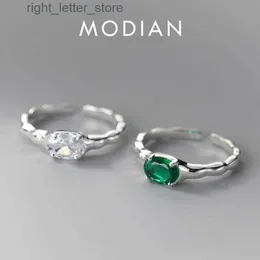 Bague Solitaire Modian 925 en argent Sterling conception irrégulière vert Zriconia bagues taille ouverte 6-9 bague réglable pour les femmes de mode bijoux YQ231207