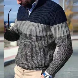 Men's Sweaters Classic Mens Sweater Jumper Tops V Neck Zip-up Casual Knitting Fall Winter Fashion Contrast Color Knit Top Men