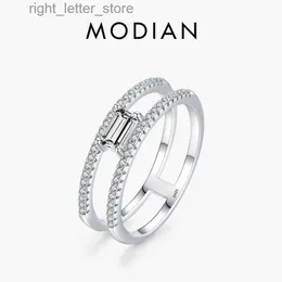 Solitaire Ring Modian Authentic 925 Sterling Silver Dazzling Zirconium Luxury Style Ring For Women Wedding Engagement Band Fine Jewets Gifts YQ231207