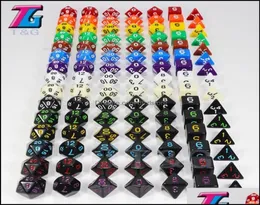 Jogos de lazer e esportes ao ar livre 7 DD Die Acrílico Polyhedral Dice Set 15 cores Rpg Dnd Board Game Drop Delivery 2021 Gh495761941038