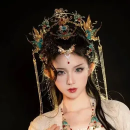 Kopfbedeckung Haarschmuck Chinesische Hanfu Krone Frauen Traditionelle Vintage Legierung Quaste Braut Haarnadel Augenbraue Anhänger 231207