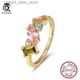 Pierścień Solitaire Orsa Jewels Romantic 925 Srebrne palce Pierścienie złota Kolorowa cyrkon 925 Srebrna Pierścień Luksusowa biżuteria dla kobiet SR208 YQ231207