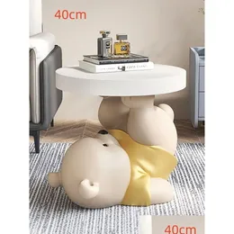 Living Room Furniture Home Decor Vigorous Bear Statue Side Table Nordic Animal Coffee Sofa Corner Bedside Cupboard 230729 Drop Deliver Dh6If
