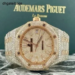 Audemar Pigue Watch Ap Abbey Royal Meşe 37mm Gül Goldsteel Buz Yapımı 22 Karat Diamond 15450SR FRJ
