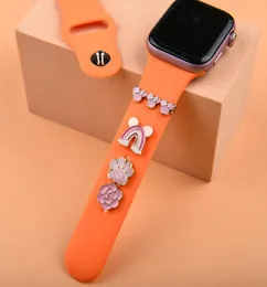 حزام من الفولاذ المقاوم للصدأ زخرفة مسمار المعادن ل Apple Iwatch Band Luxury Watch Band Slider Charm Decoration8918447