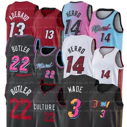 Jimmy Butler Mia Culture Basquete Jersey Dwayne Dwyane 3 Wade Miamis aquece Tyler Herro Bam Adebayo Jerseys