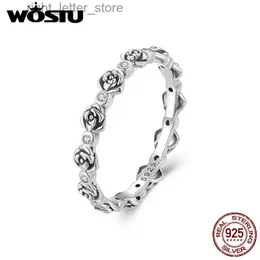 Solitaire Ring Wostu 925 Sterling Silver Elegant Roseflower Band Rings for Women Paled Shiny Zircon Party Ring Special Jewelry Gift for Her YQ231207