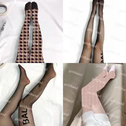 Sexy Lace Hosiery Deisgner Women Long Socks Brand Tights Stockings Letters Stretch Net Stocking