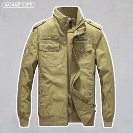 Jaquetas masculinas primavera outono militar ao ar livre algodão cor sólida casacos homens multi-bolsos casual zíper exército masculino ferramentas outcoats