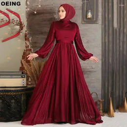 Party Dresses OEING Chic Prom Elegant Mosque Oud Silk Islam Pleated Muslim Evening Dress Special Occasion Gowns Vestidos De Novia