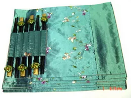 Asian 6 Set Floral Patterns Handgjorda middagar Set Silk Placemats Chopsticks