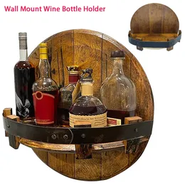 Bar Tools Wood Wall Mount Wine Bottle Holder Whisky Rack Vintage hyllor Trä Display Stand Hylla Hemtillbehör 231206